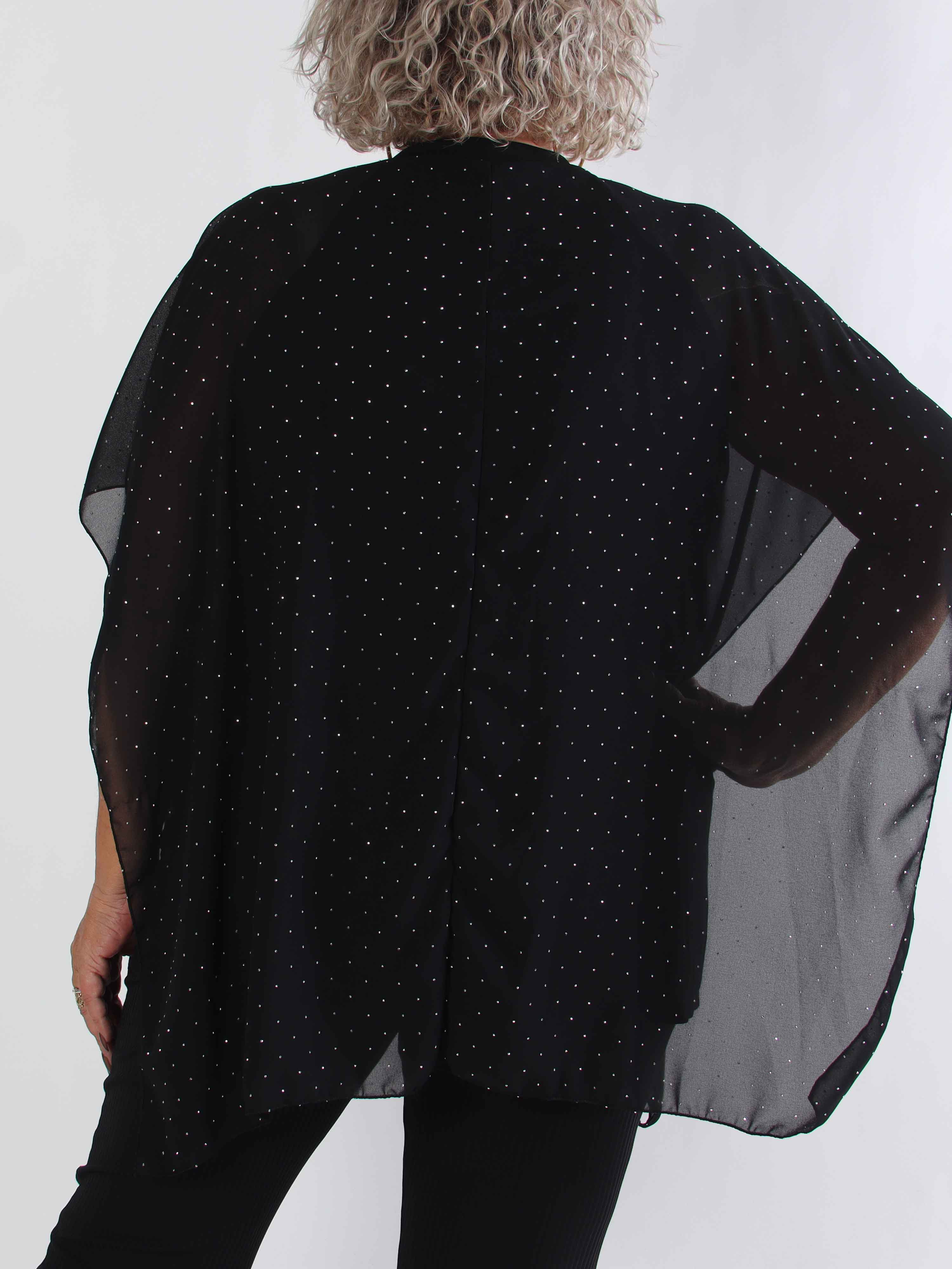 Alpha - Sød plus size tunikakjole med et chiffonlag med skinnende sten